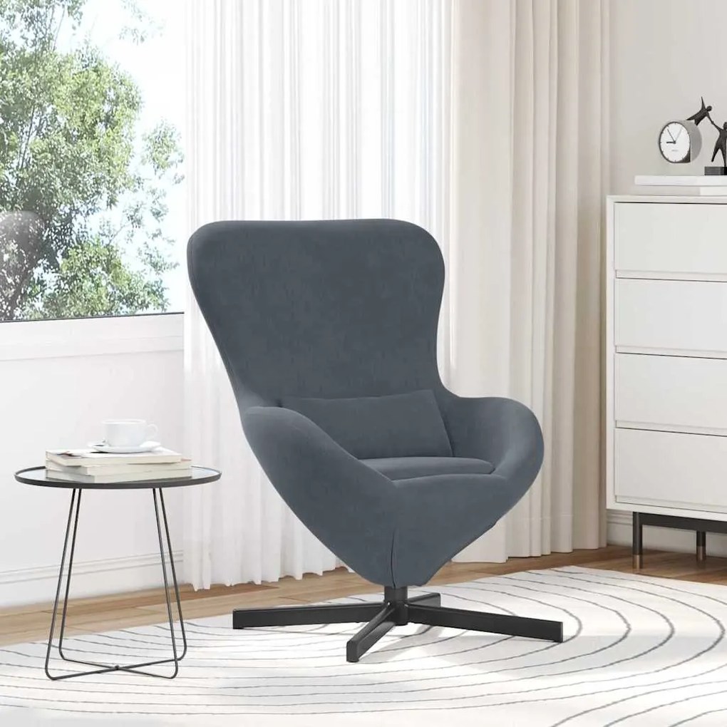 Cadeira Egg vidaXL Veludo Cinza Escuro