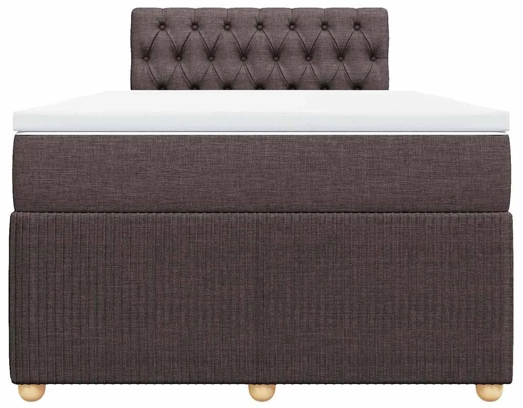 Cama boxspring com colchão 120x190 cm tecido castanho-escuro
