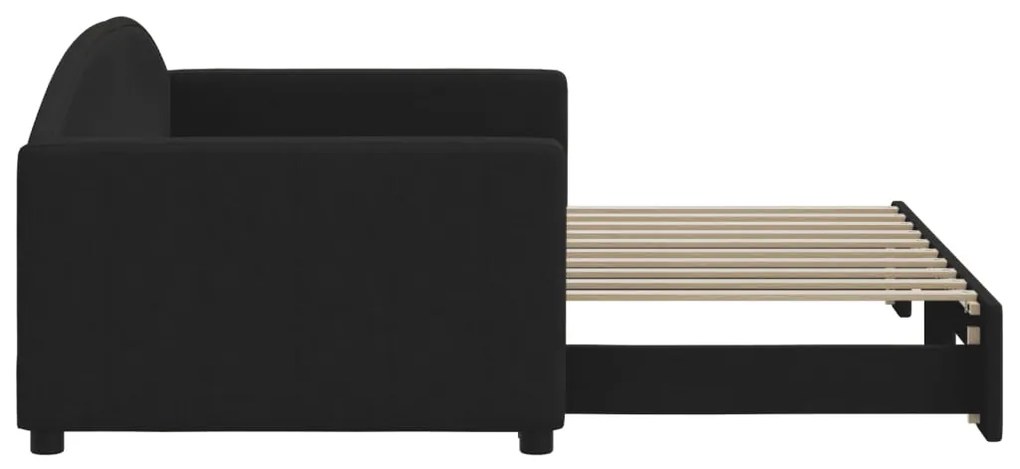 Sofá-cama com gavetão 90x190 cm tecido preto