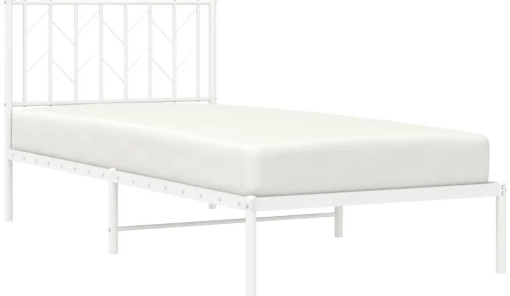 Estrutura de cama com cabeceira 90x200 cm metal branco