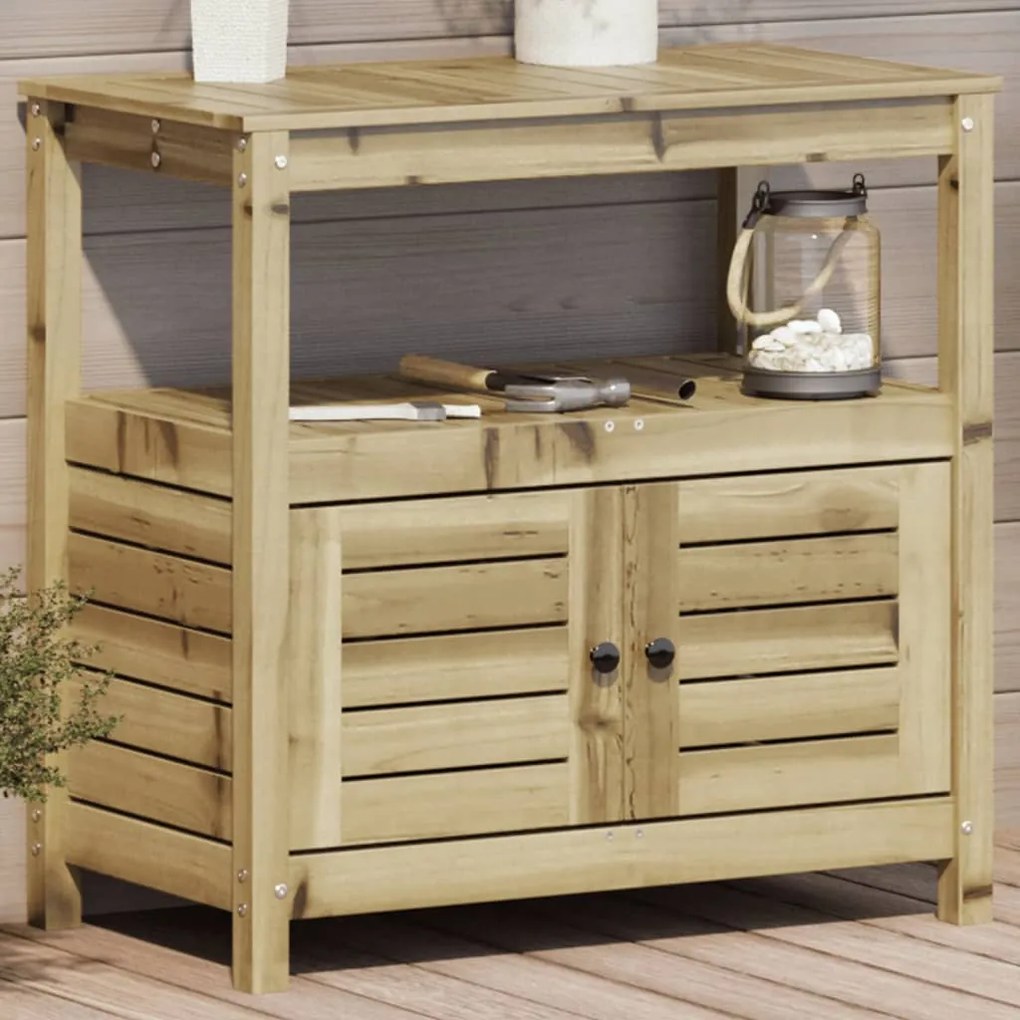 vidaXL Mesa jardinagem c/ prateleiras 82,5x45x81 cm pinho impregnado