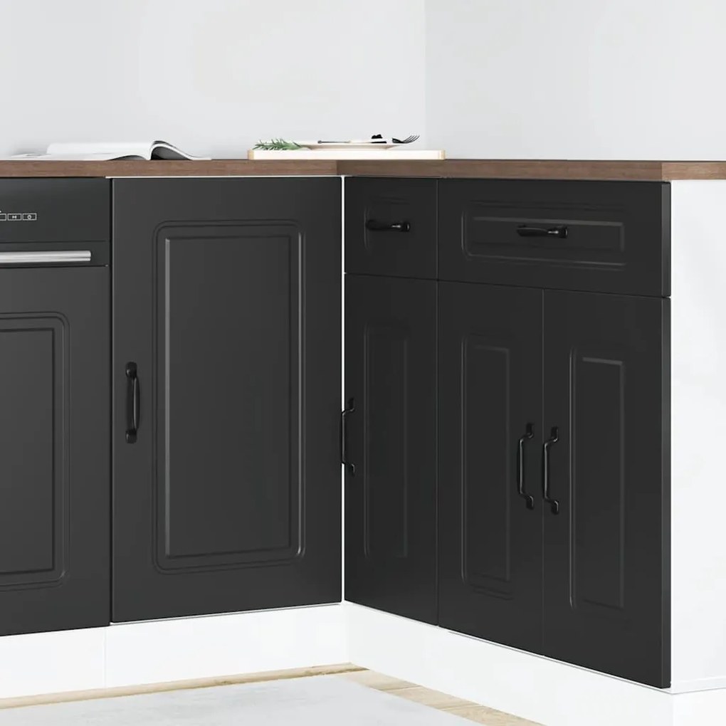 Armário de cozinha baixo Kalmar madeira artificial preto