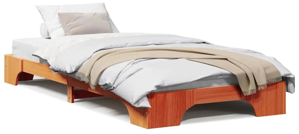Cama de Pinho Sólido Castanho 80x200 cm