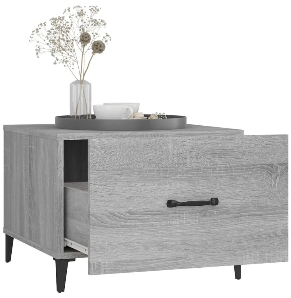Mesas de centro + pernas de metal 2pcs 50x50x40 cm sonoma cinza