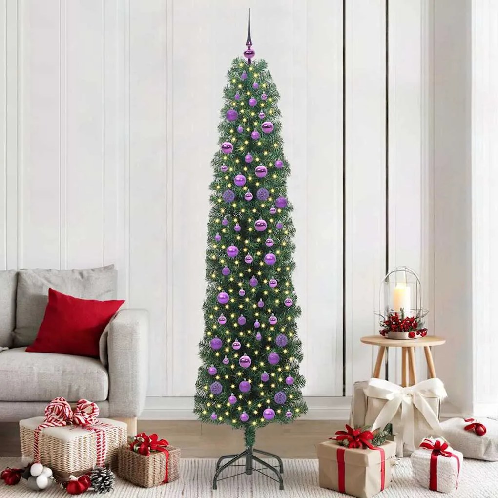 vidaXL Árvore de Natal Artificial Verde 210 cm PVC e Aço e Plástico