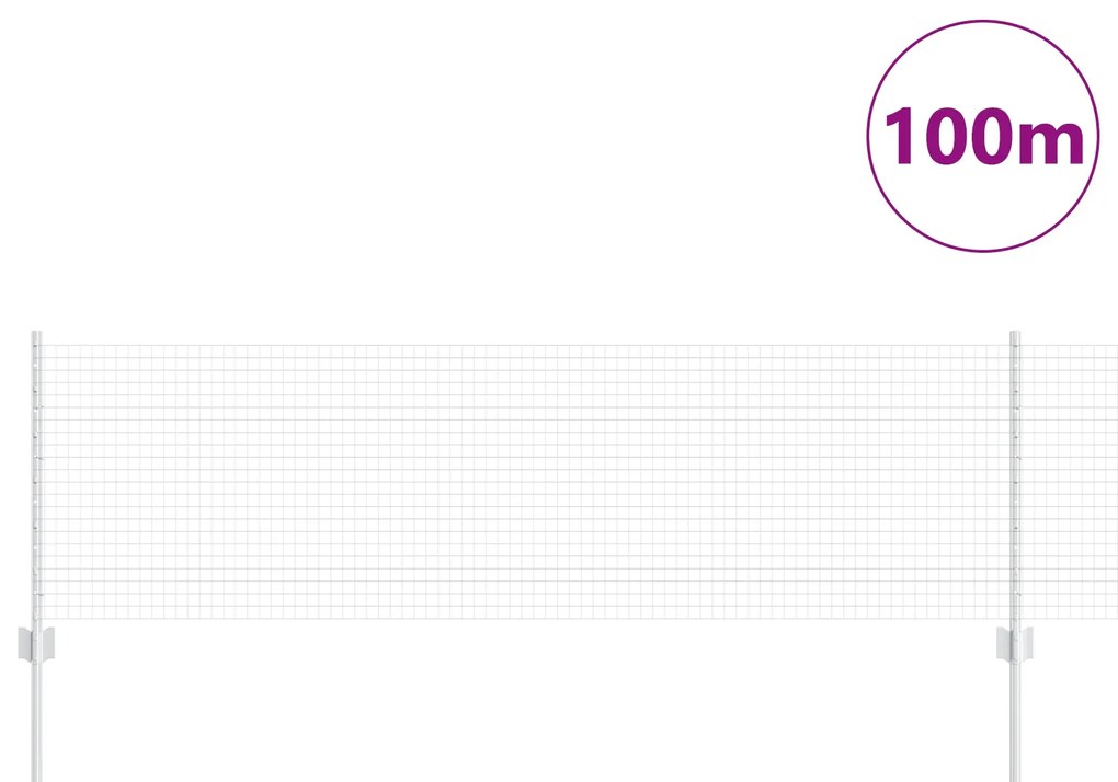 Cerca de Arame Soldado com 44 Posts em U Prateada 0,6x100 m Aço