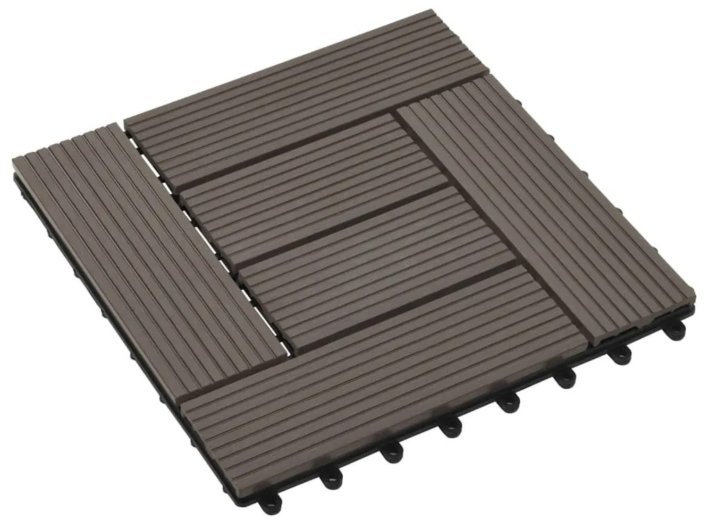 Ladrilhos de pavimento 11 pcs WPC 1m² 30x30 cm castanho escuro