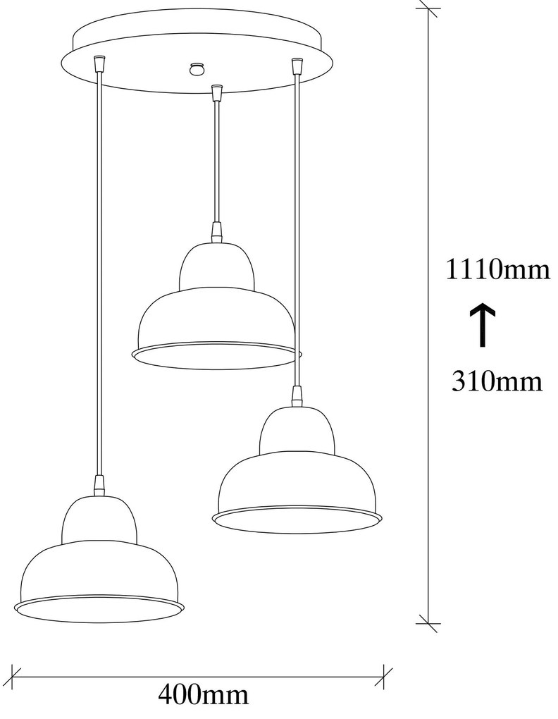 Chandelier Berceste – Preto – 40 cm de diâmetro, 110 cm de altura