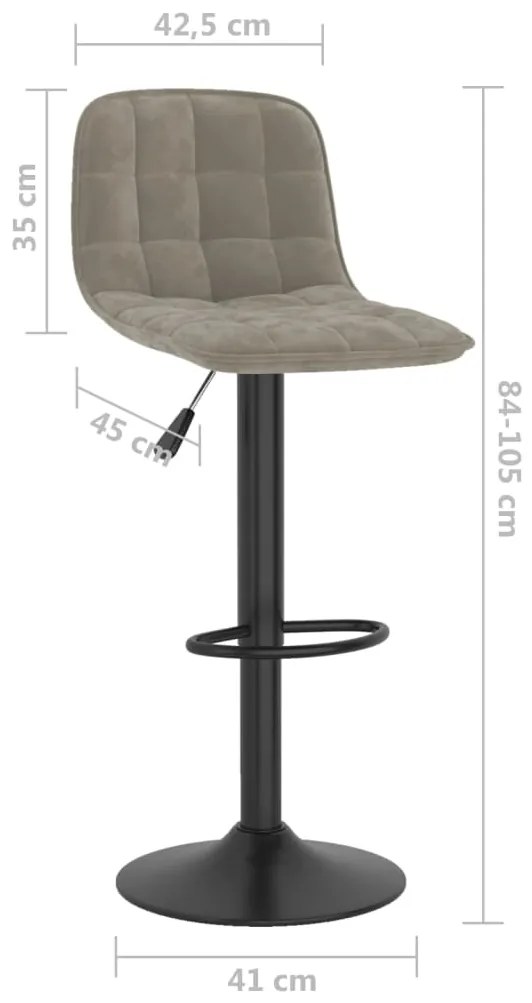 Bancos de bar 2 pcs veludo cinzento-claro