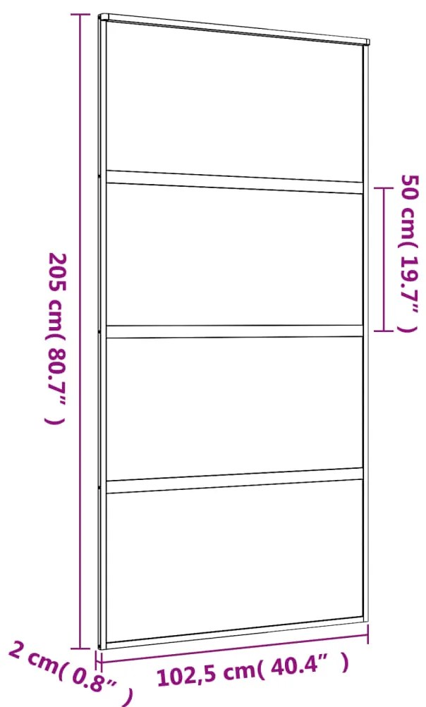 Porta deslizante 102,5x205 cm vidro ESG/alumínio dourado
