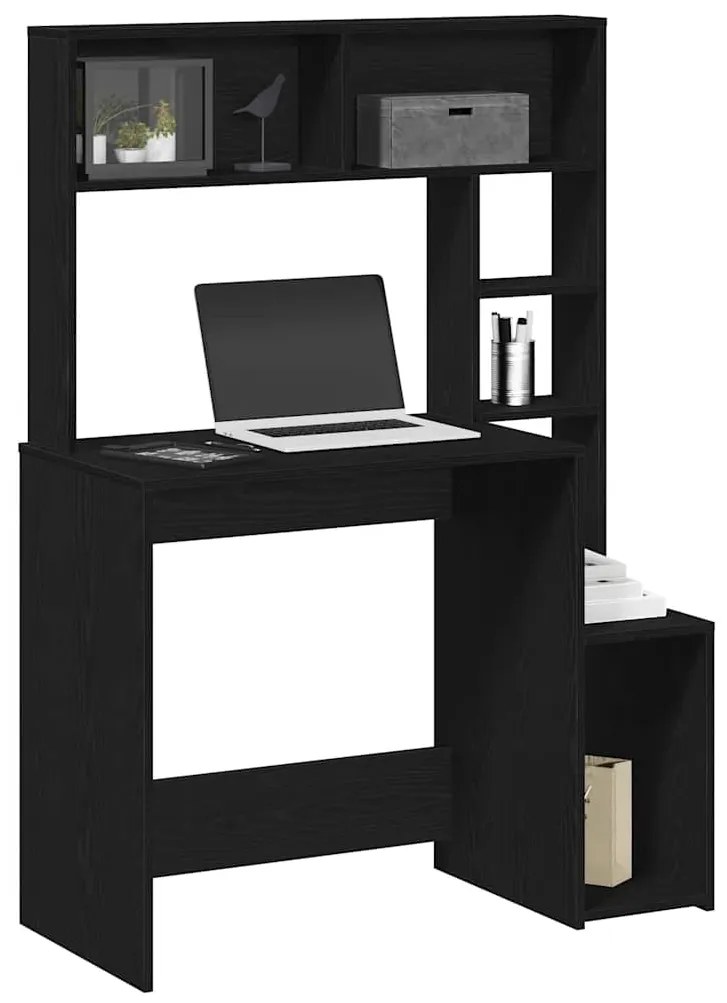vidaXL Secretária c/ prateleiras 100x45x140 cm derivados madeira preto