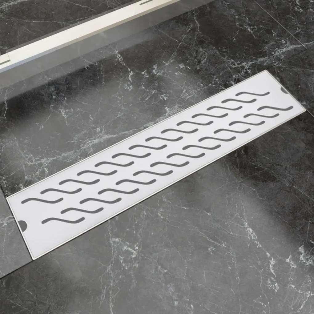VidaXL Dreno de chuveiro linear onda 530x140 mm aço inoxidável