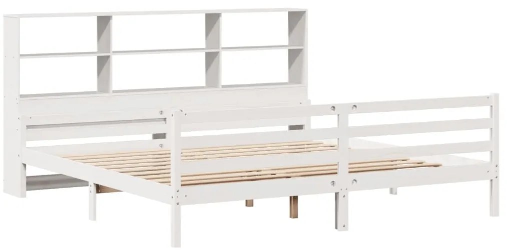 Cama com estante sem colchão 180x200 cm pinho maciço branco