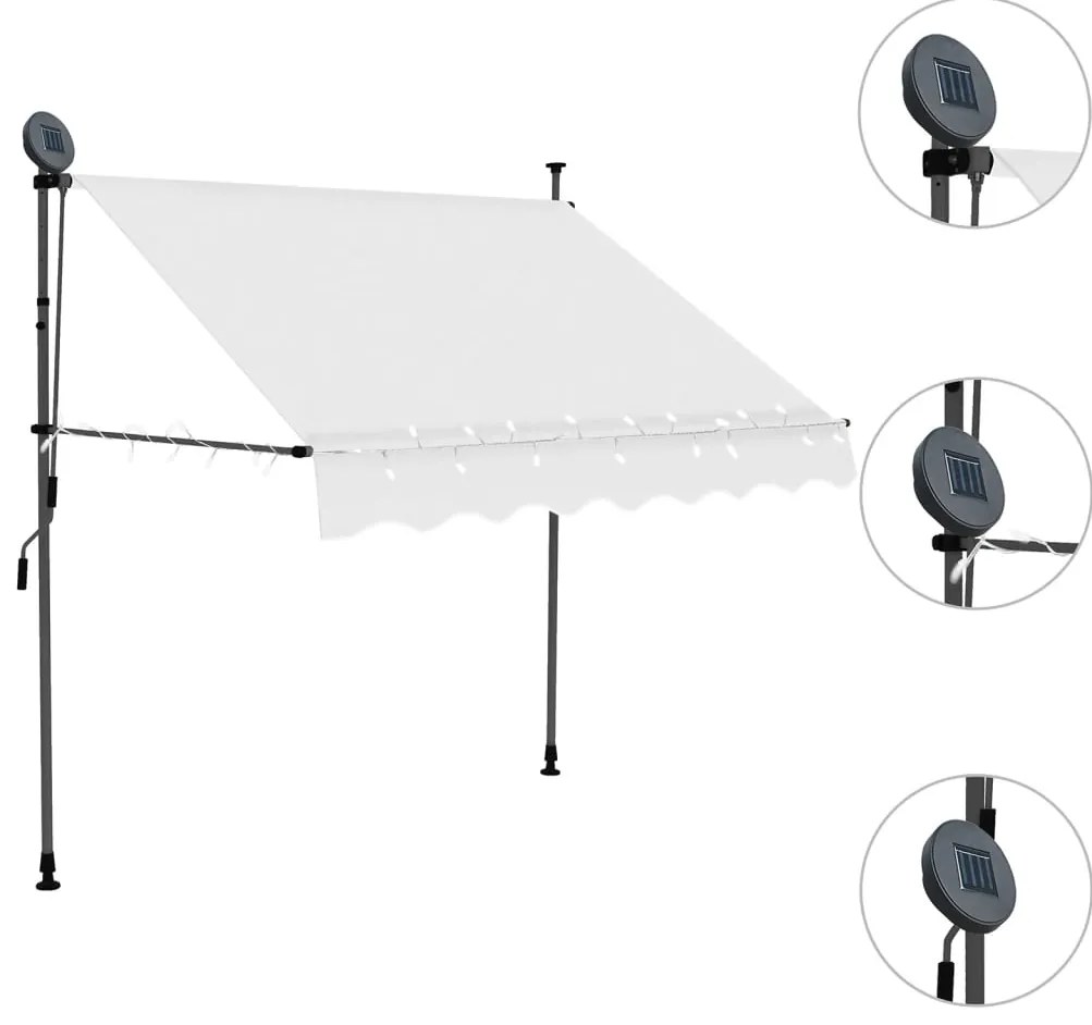 Toldo retrátil manual com LED 150 cm creme