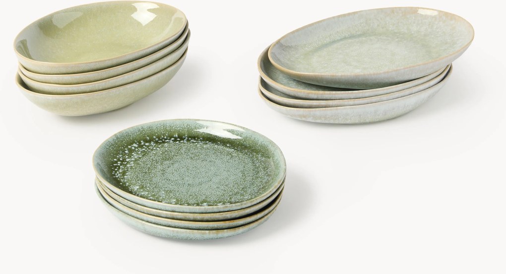 Conjunto de loiça artesanal de forma orgânica Macey, 4 pessoas, conjunto de 12