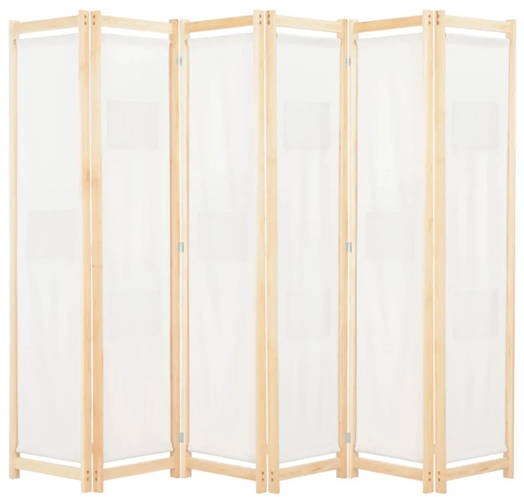 Divisória de quarto com 6 painéis 240x170x4 cm tecido cor creme