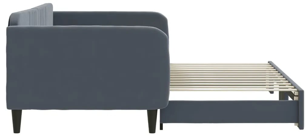 Sofá-cama com gavetão 100x200 cm veludo cinzento-escuro