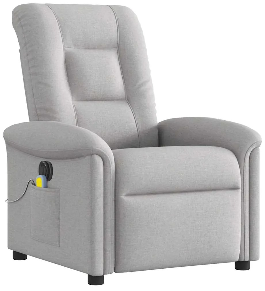 Poltrona massagens reclinável elétrica tecido cinzento-nublado