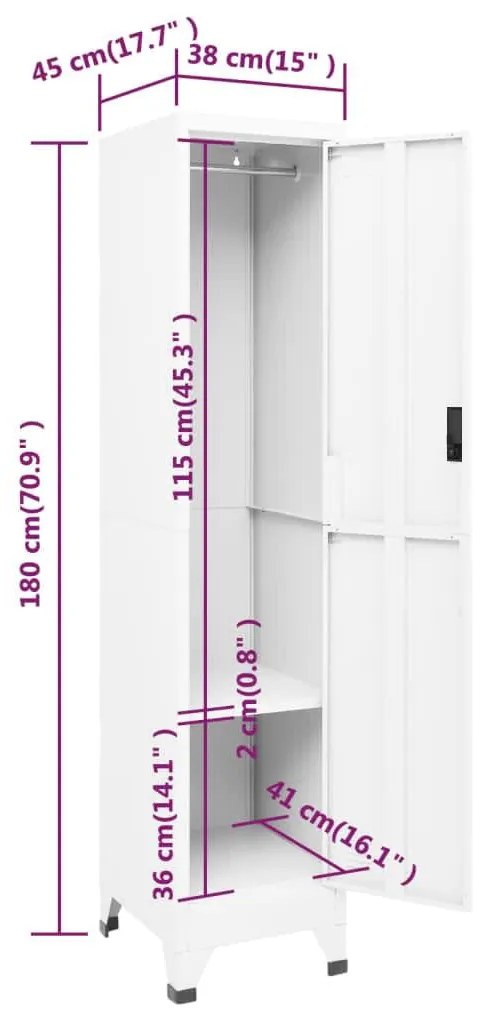 Cacifo 38x45x180 cm aço branco