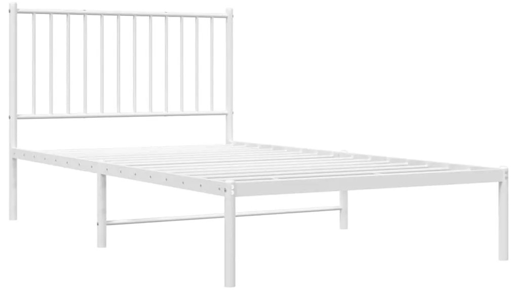Estrutura de cama com cabeceira 100x190 cm metal branco