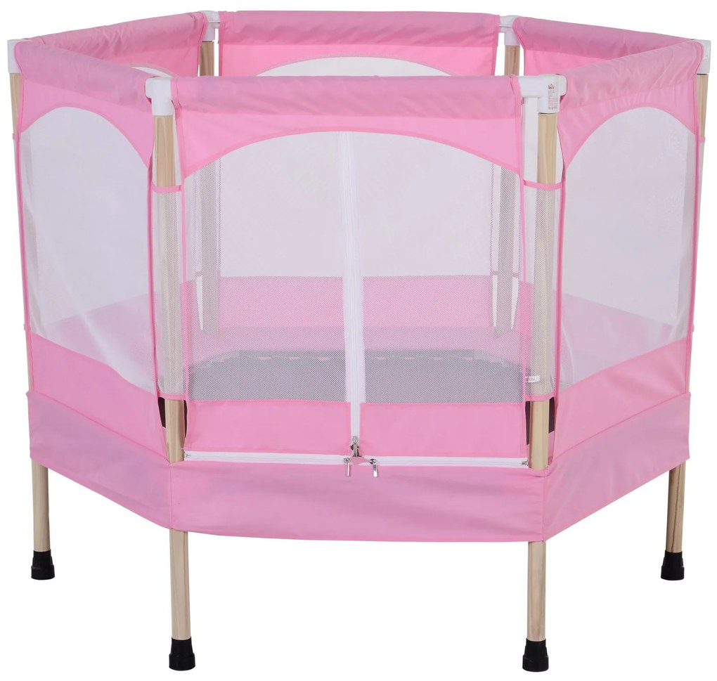 Trampolim infantil Trampolim para Crianças 3-12 Anos Jardim Quintal com Rede de Segurança 50 kg 126x109x98cm Rosa