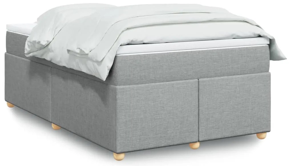 Cama boxspring com colchão 120x190 cm tecido cinzento-claro