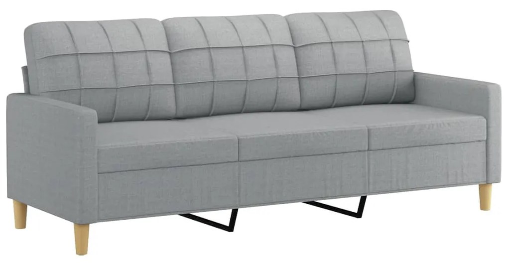 Sofá 3 lugares + almofadas decorativas 180cm tecido cinza-claro