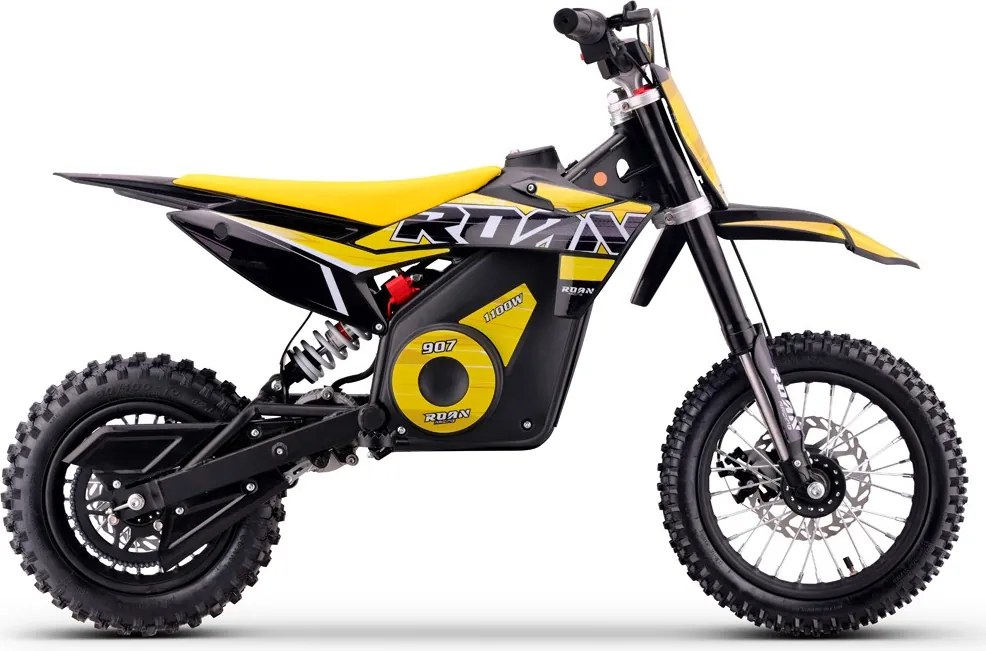 Mini moto elétrica para crianças velocidade até 28 km/h C/Limitador 1100W Roan 907 36V 12/10" Amarela