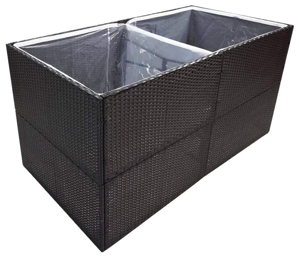 Vaso/floreira de jardim 157x80x80 cm vime PE preto