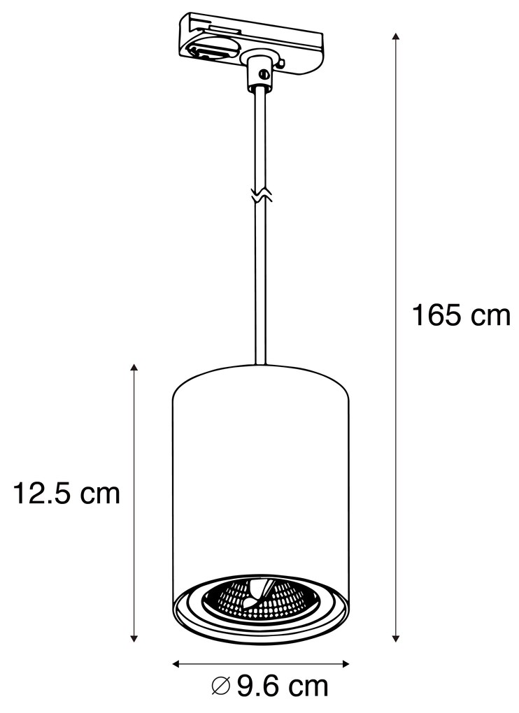 Candeeiro suspenso moderno preto para sistema de calha monofásico GU10 70mm - Iconic Holt Moderno