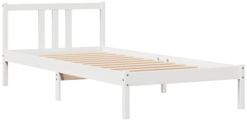 Cama sem colchão 90x200 cm madeira de pinho maciça branco