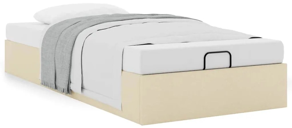 Estrutura de cama otomana sem colchão 90x200 cm tecido creme