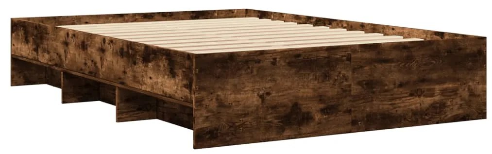 Estrutura de cama s/ colchão derivados madeira carvalho fumado