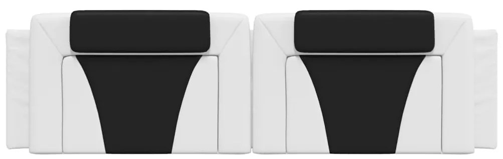 Almofadão de cabeceira 180 cm couro artificial branco e preto