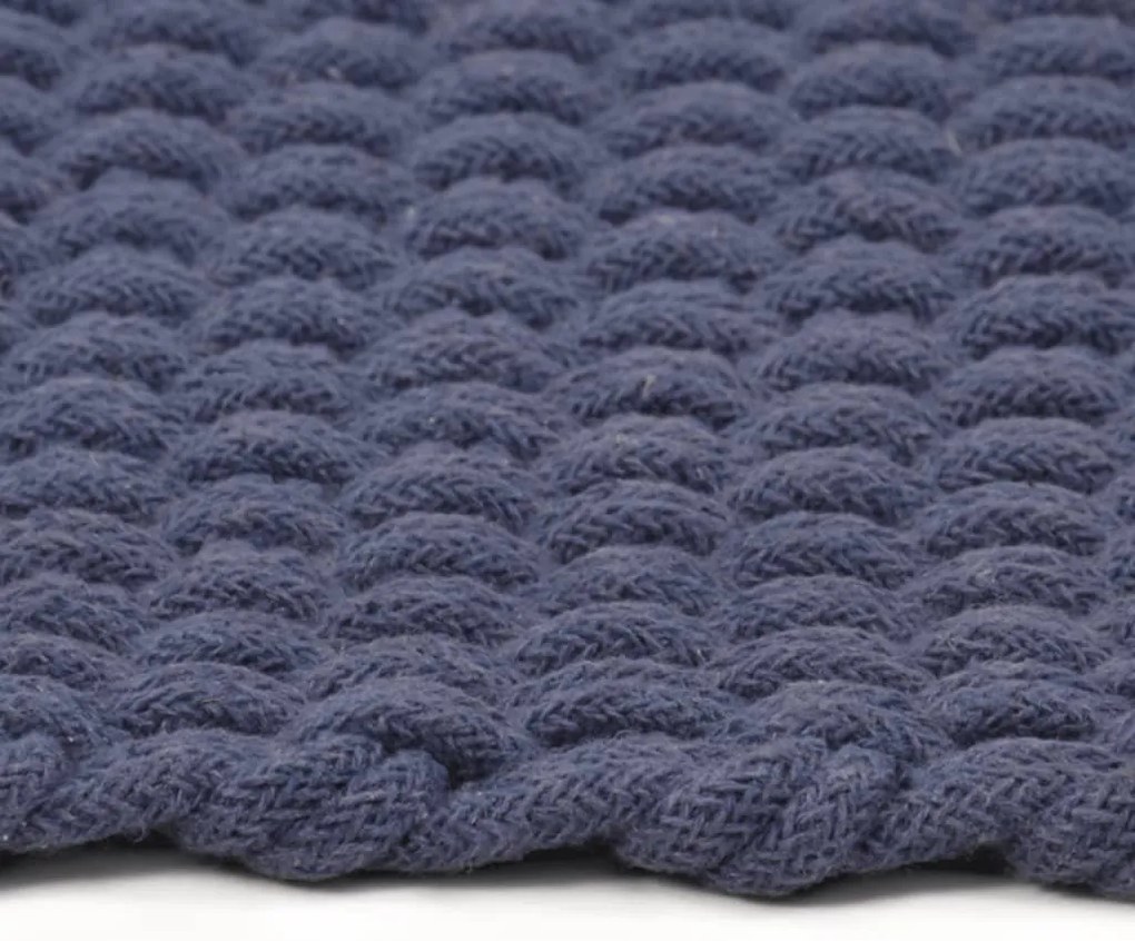 Tapete retangular natural 180x250 cm algodão azul marinho