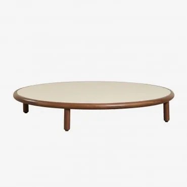 Mesa De Centro Redonda Olivia Em Madeira De Acácia Beige Semoline & Castanho-acácia Escuro & Ø100 Cm - Sklum