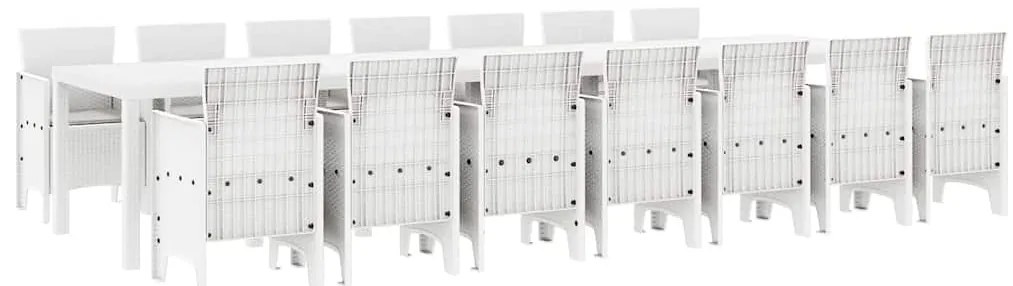 Conjunto de Jantar de Jardim 15 pcs Branco Grande Vime