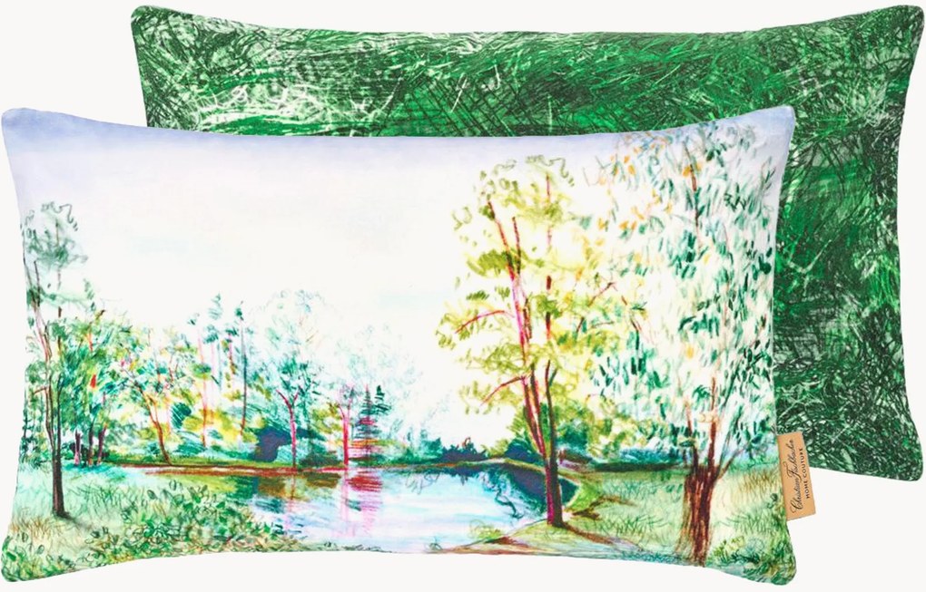 Capa de almofada reversível em veludo Trees