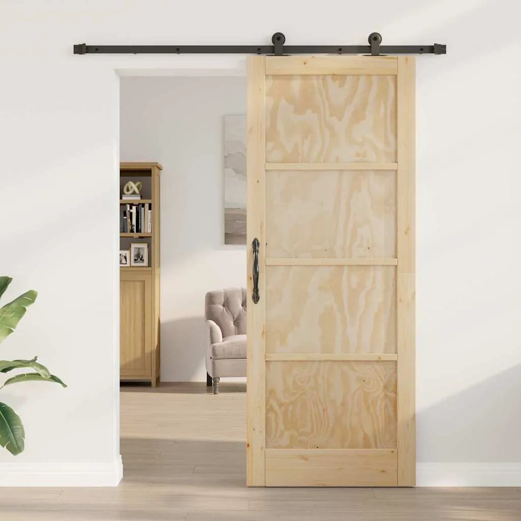 Porta Deslizante vidaXL com Conjunto de Ferragens 83x211 cm Madeira Ma