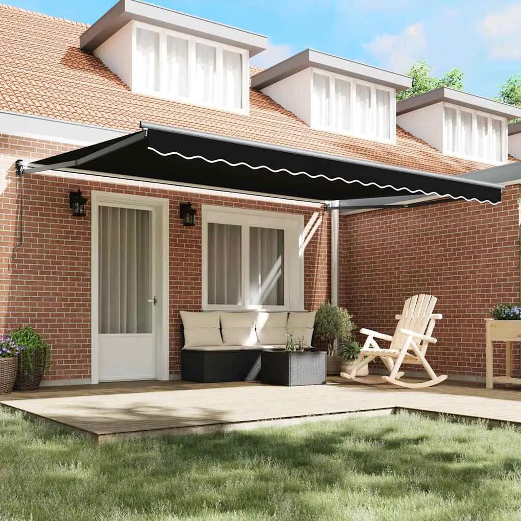 Toldo Retrátil Manual vidaXL Preto 450x300 cm