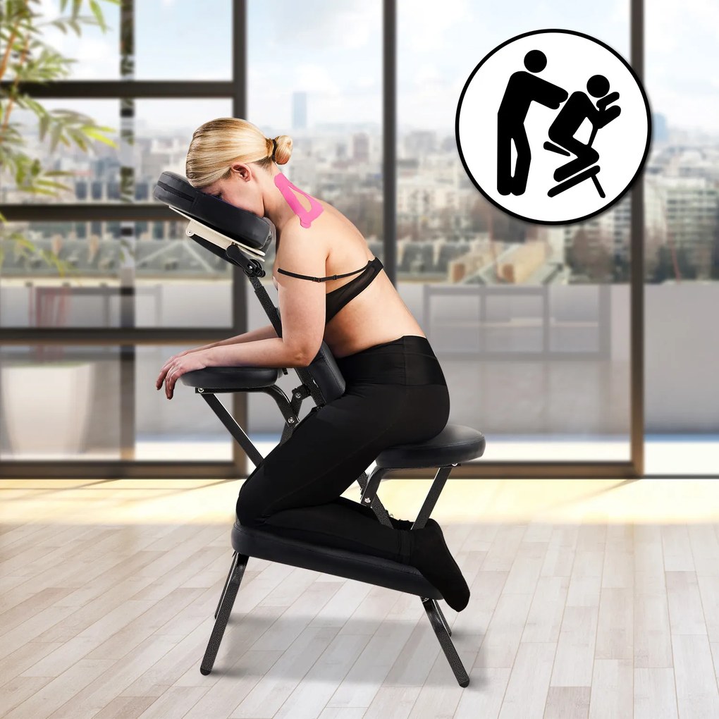 HomCom Cadeira de Massagem Dobrável Portátil para Fisioterapia Reabilitação Tatuagem Cadeira de Tratamento Ajustável