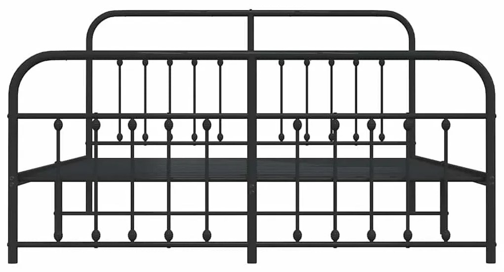 Estrutura de cama com cabeceira e pés 183x213 cm metal preto