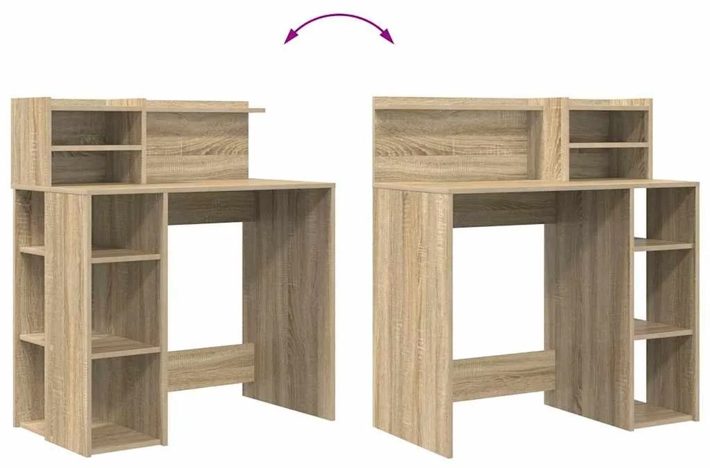 Mesa com Armazenamento Carvalho Sonoma 90x48x101.5 cm Madeira Engenhei