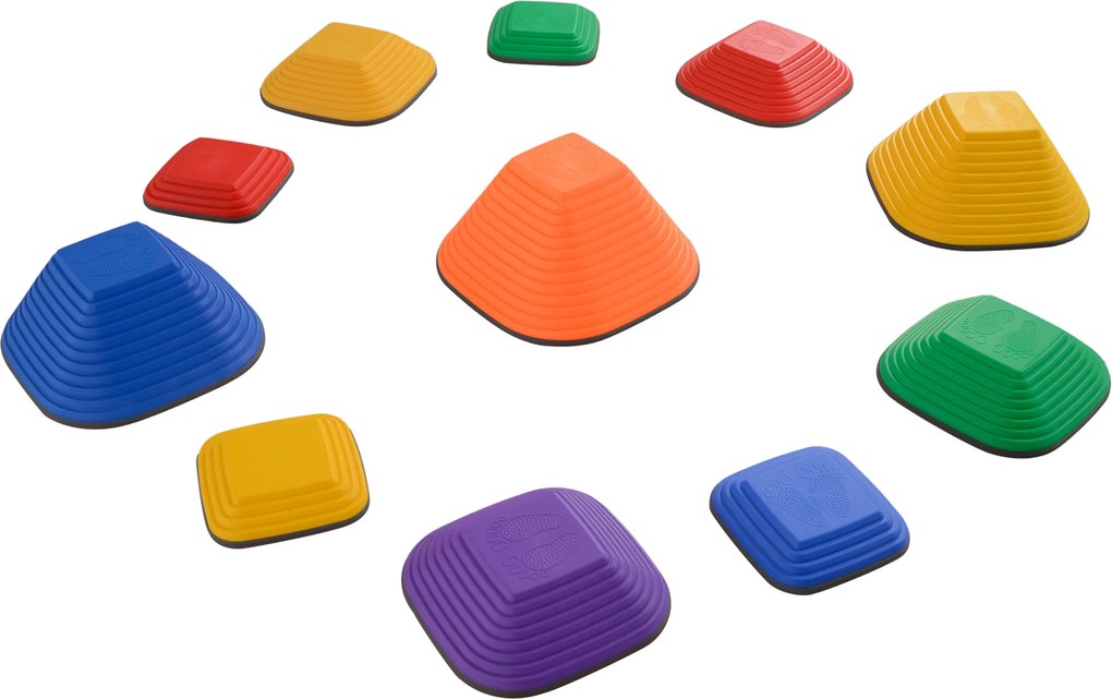 Conjunto de 11 pedras de equilíbrio para crianças, para percursos de motricidade, empilháveis e antiderrapantes, multicoloridas