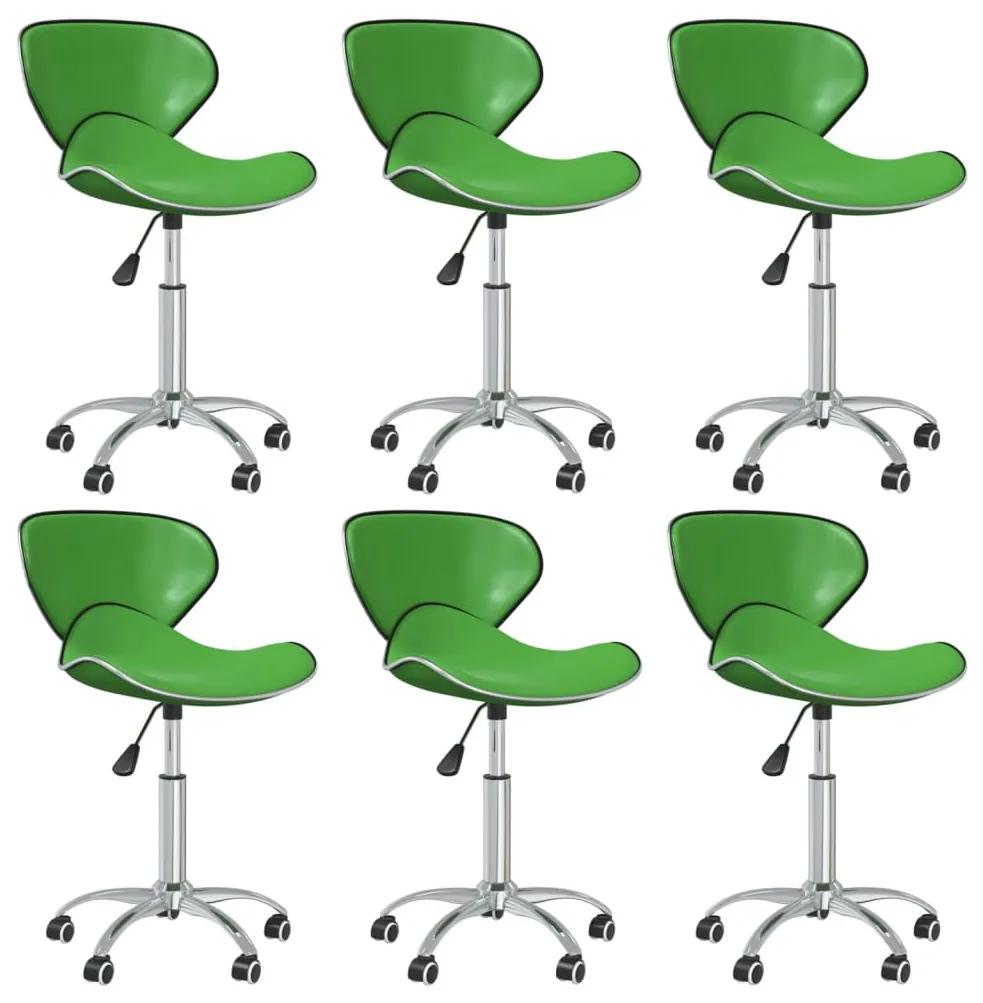 Cadeiras de jantar giratórias 6 pcs couro artificial verde