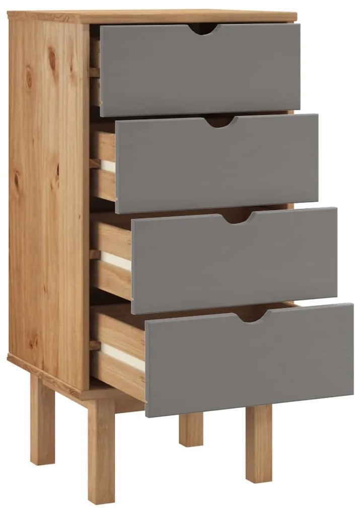Armário gavetas OTTA 45x39x90 cm pinho maciço castanho/cinza