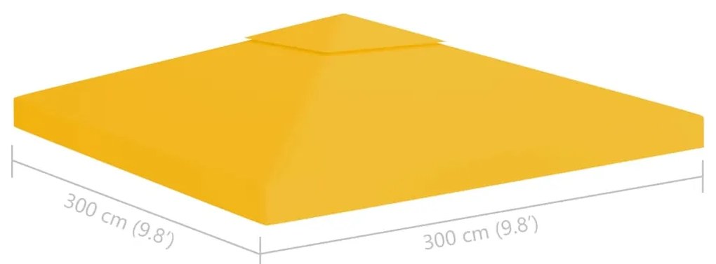 Cobertura de gazebo com 2 camadas 310 g/m² 3x3 m amarelo