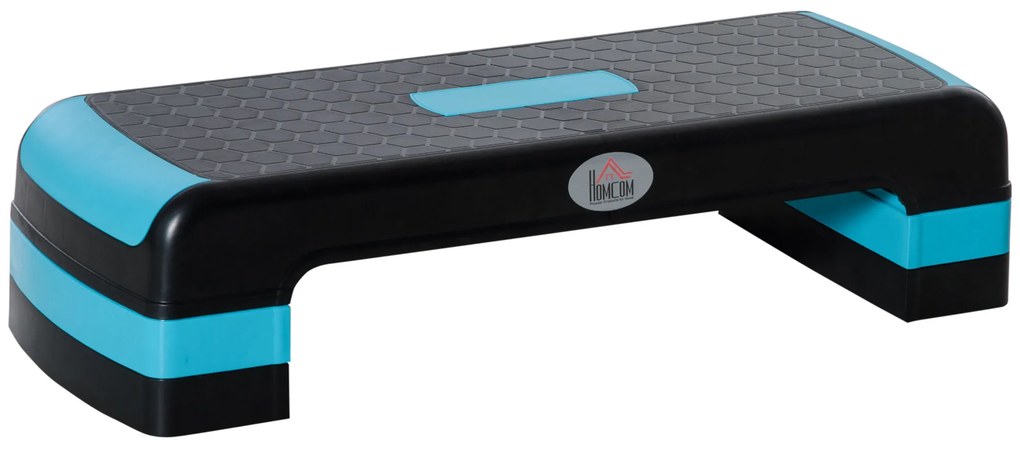 HOMCOM Plataforma Step Fitness com Altura Ajustável de 10/15/20 cm Plataforma de Exercício 78x28x20 cm Azul e Preto | Aosom Portugal