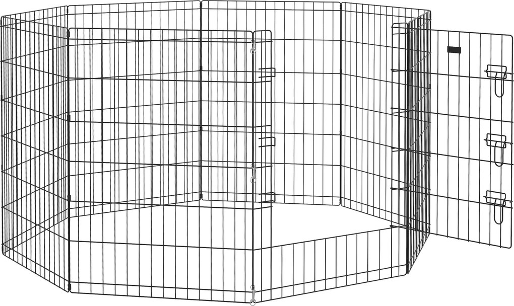 PawHut Parque cercado modular para cães, coelhos e roedores, cerca para pequenos animais interior e exterior  61 x 91 cm preto | Aosom Portugal