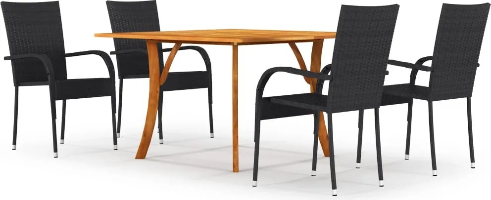 vidaXL 5 pcs conjunto de jantar para jardim preto